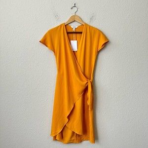 NWT PARIS ATELIER for & OTHER STORIES Wrap Midi Dress in Mustard